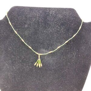 15" Green and Gold Seed Bead Necklace